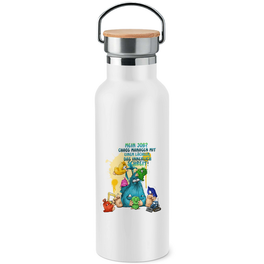 Edelstahl-Trinkflasche mit Bambusdeckel Mein Job? Chaos managen mit einem Lächeln, das innerlich…