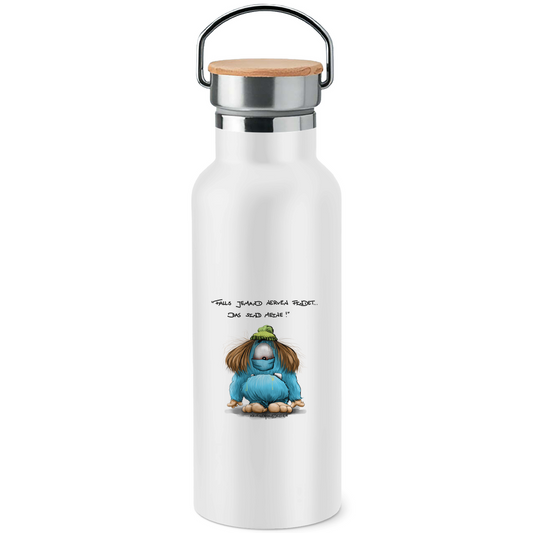 Edelstahl-Trinkflasche mit Bambusdeckel Falls jemand Nerven findet. Das sind meine!