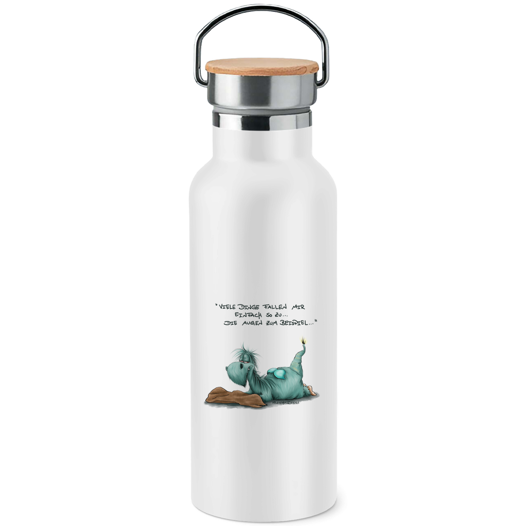 Edelstahl-Trinkflasche mit Bambusdeckel Vieledingefallenmir