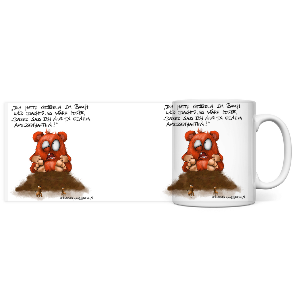 Tasse, Kaffeetasse, Teetasse, Kruegerhausdesign Monster mit Spruch, Ich hatte Kribbeln im Bauch...
