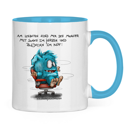 Tasse zweifarbig Am liebsten sind mir die Monster mit Sonne im Herzen und...