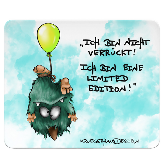 Mousepad, Mauspad, Maus Unterlage, Kruegerhausdesign Monster mit Spruch, Ich bin nicht verrückt!...