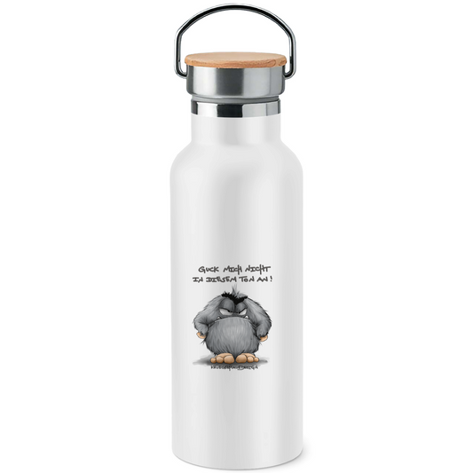 Edelstahl-Trinkflasche mit Bambusdeckel Guck mich nicht in diesem Ton an!