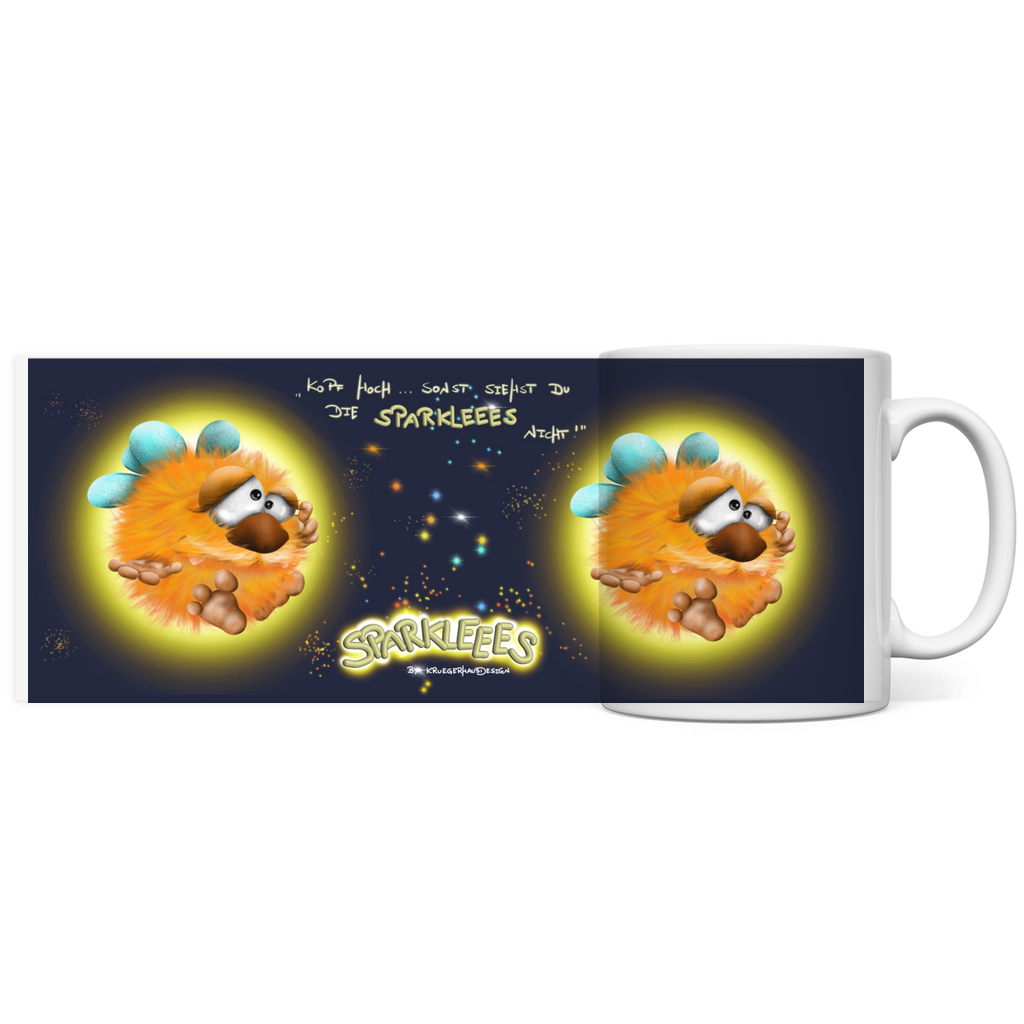 Panorama Tasse Sparklees by Kruegerhausdesign, "Kopf hoch, sonst siehst du die Sparkleees nicht!"