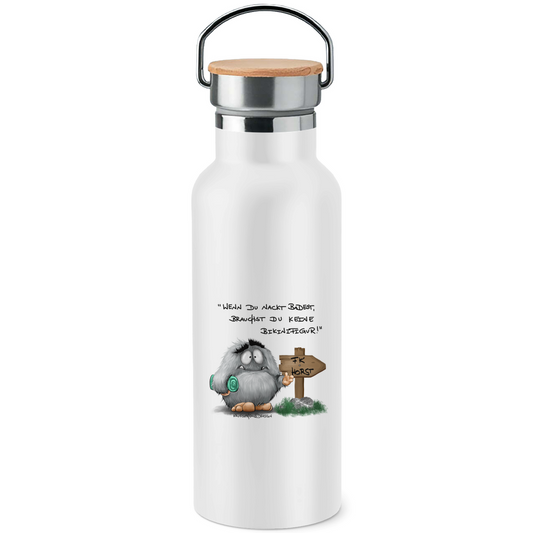 Edelstahl-Trinkflasche mit Bambusdeckel Wenn du nackt badest, brauchst du keine Bikinifigur!