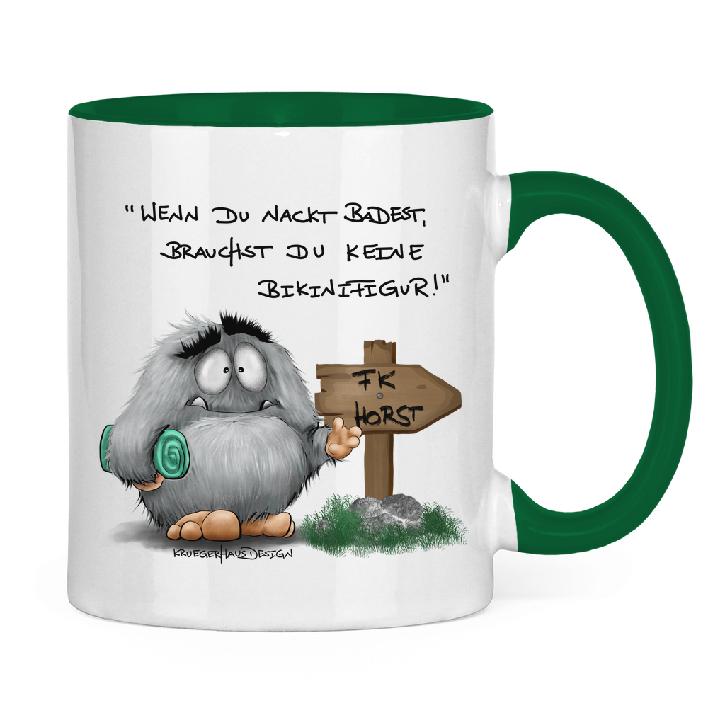 Tasse zweifarbig Wenn du nackt badest, brauchst du keine Bikinifigur!
