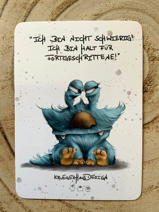 Postkarte Monster Kruegerhausdesign "Ich bin nicht schwierig!"