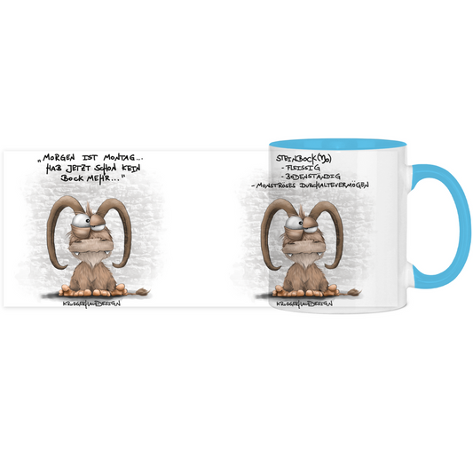 Tasse, Kaffeetasse Kruegerhausdesign Sternzeichen Steinbock Monster, zweifarbig