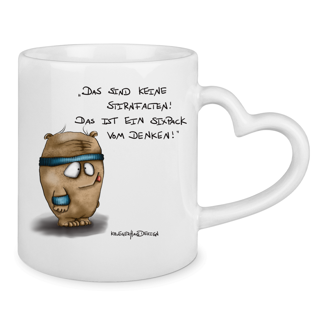 Tasse mit Herzhenkel Das sind keine Stirnfalten! Das ist ein Sixpack vom Denken!