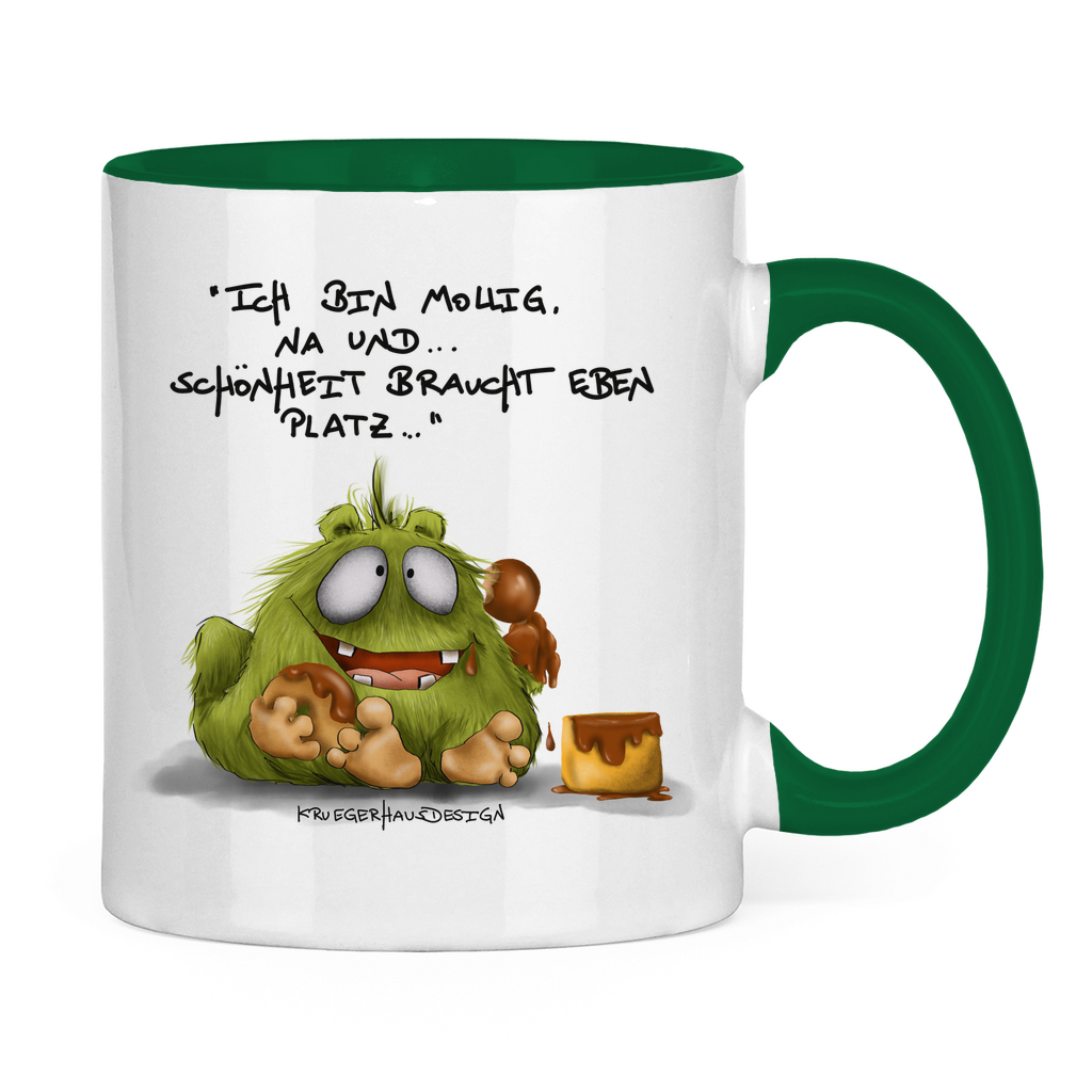 Tasse zweifarbig Ich bin mollig, na und... Schönheit braucht eben Platz!