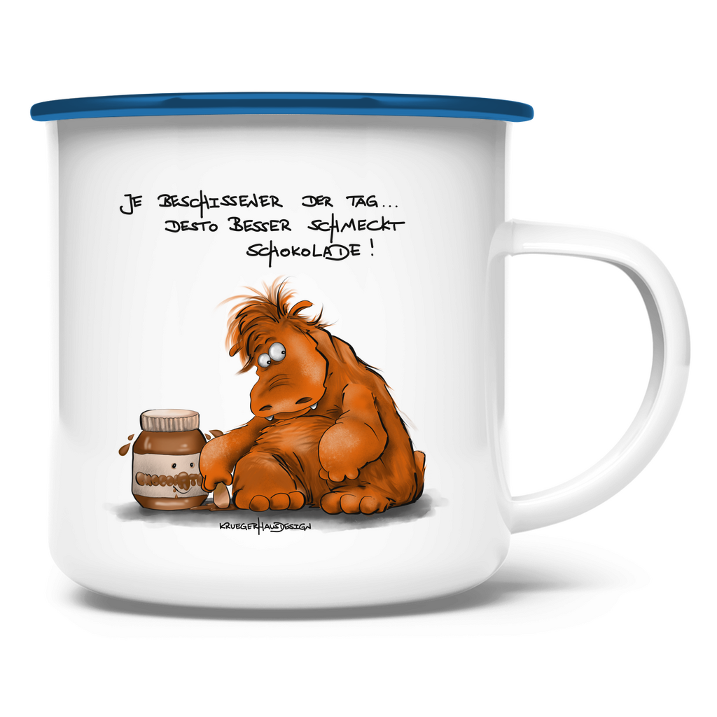 Emaille Tasse Je beschissener der Tag... desto besser schmeckt ...