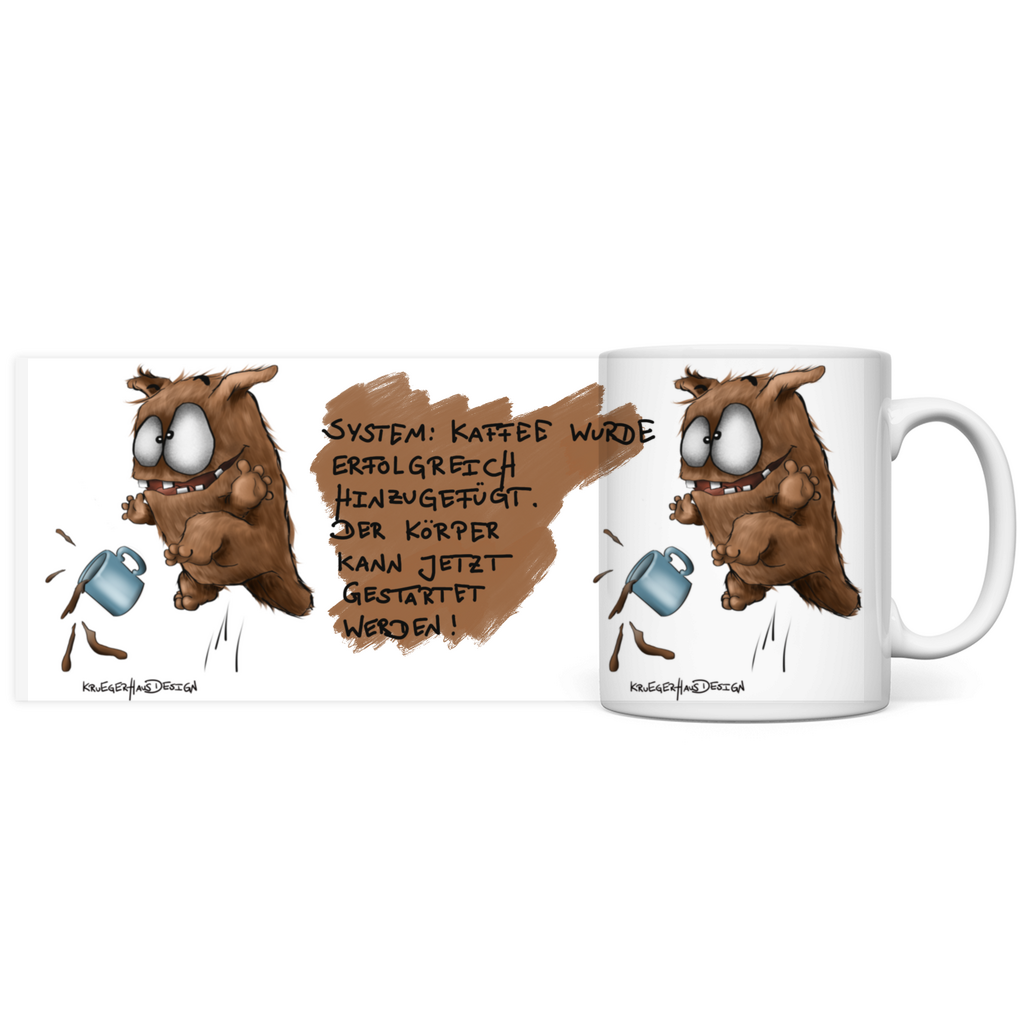 Tasse, Kaffeetasse, Teetasse, Kruegerhausdesign Monster mit Spruch, System: Kaffee wurde erfolgreich...