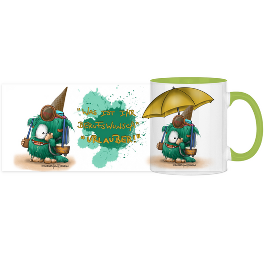 Panorama Tasse zweifarbig Was ist ihr Berufswunsch? Urlauber!