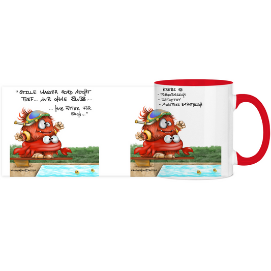Tasse, Kaffeetasse Kruegerhausdesign Sternzeichen Krebs Monster, zweifarbig