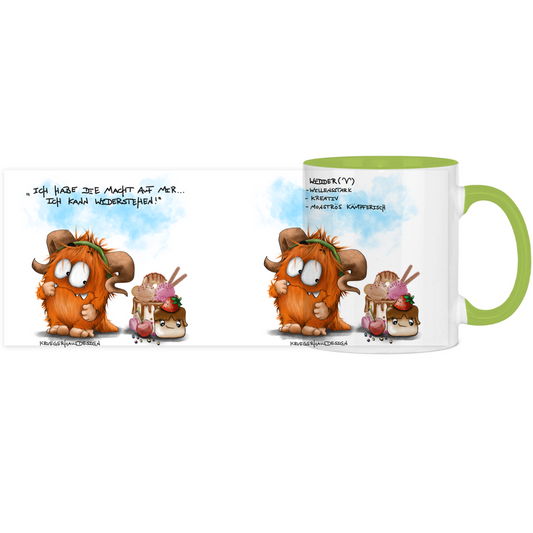 Tasse, Kaffeetasse Kruegerhausdesign Sternzeichen Widder Monster, zweifarbig