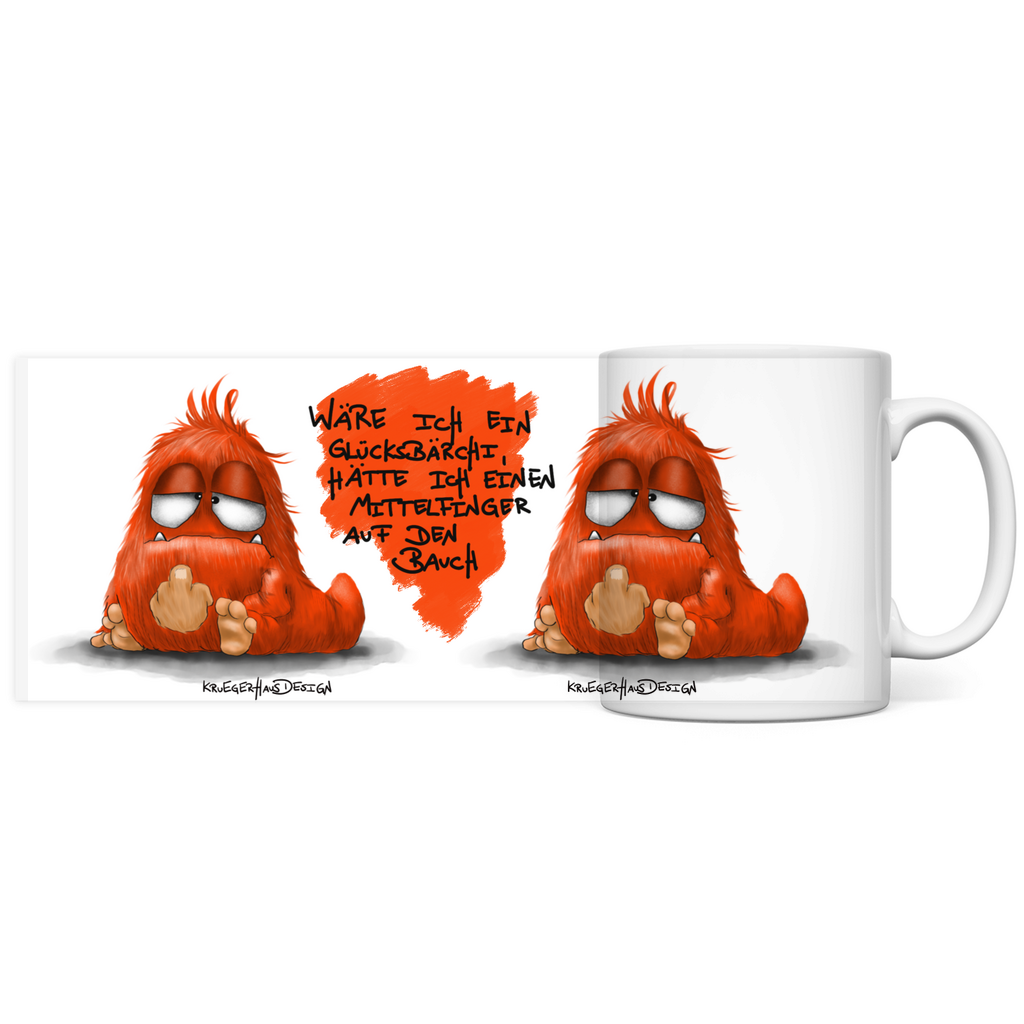 Tasse, Kaffeetasse, Teetasse, Kruegerhausdesign Monster mit Spruch, 2. Variante, Wäre ich ein Glücksbärchi...