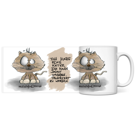 Tasse, Kaffeetasse, Teetasse, Kruegerhausdesign Monster mit Spruch, 2. Variante, Ich habe eine Katze...