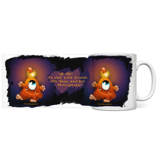Tasse, Kaffeetasse, Teetasse, Kruegerhausdesign Monster mit Spruch, 2. Variante, Oh Shit... es war kurz dunkel...