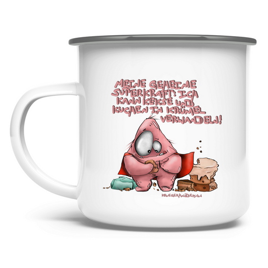 Emaille Tasse Meine geheime Superkraft: Ich kann Kekse und Kuchen in ...