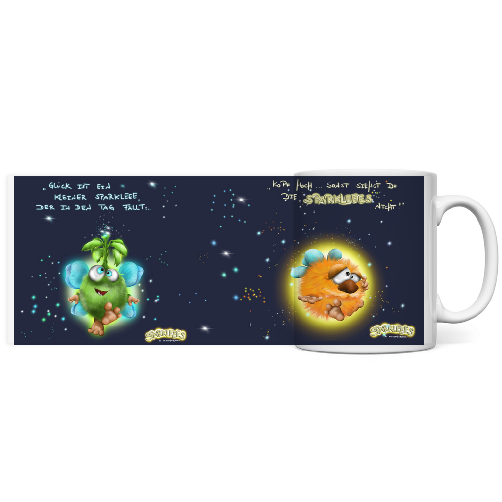 Panorama Tasse Sparkleees by Kruegerhasudesign, Lichtwesen als Mutmacher...