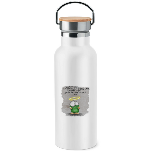 Edelstahl-Trinkflasche mit Bambusdeckel Wollte Putzen... auf dem Weg zum Badezimmer geblitzt...