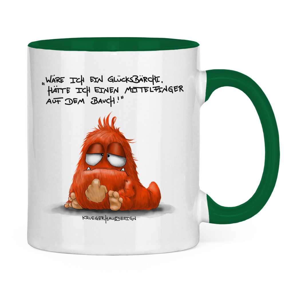 Tasse zweifarbig Wäre ich ein Glücksbärchi, hatt ich einen Mittelfinger...