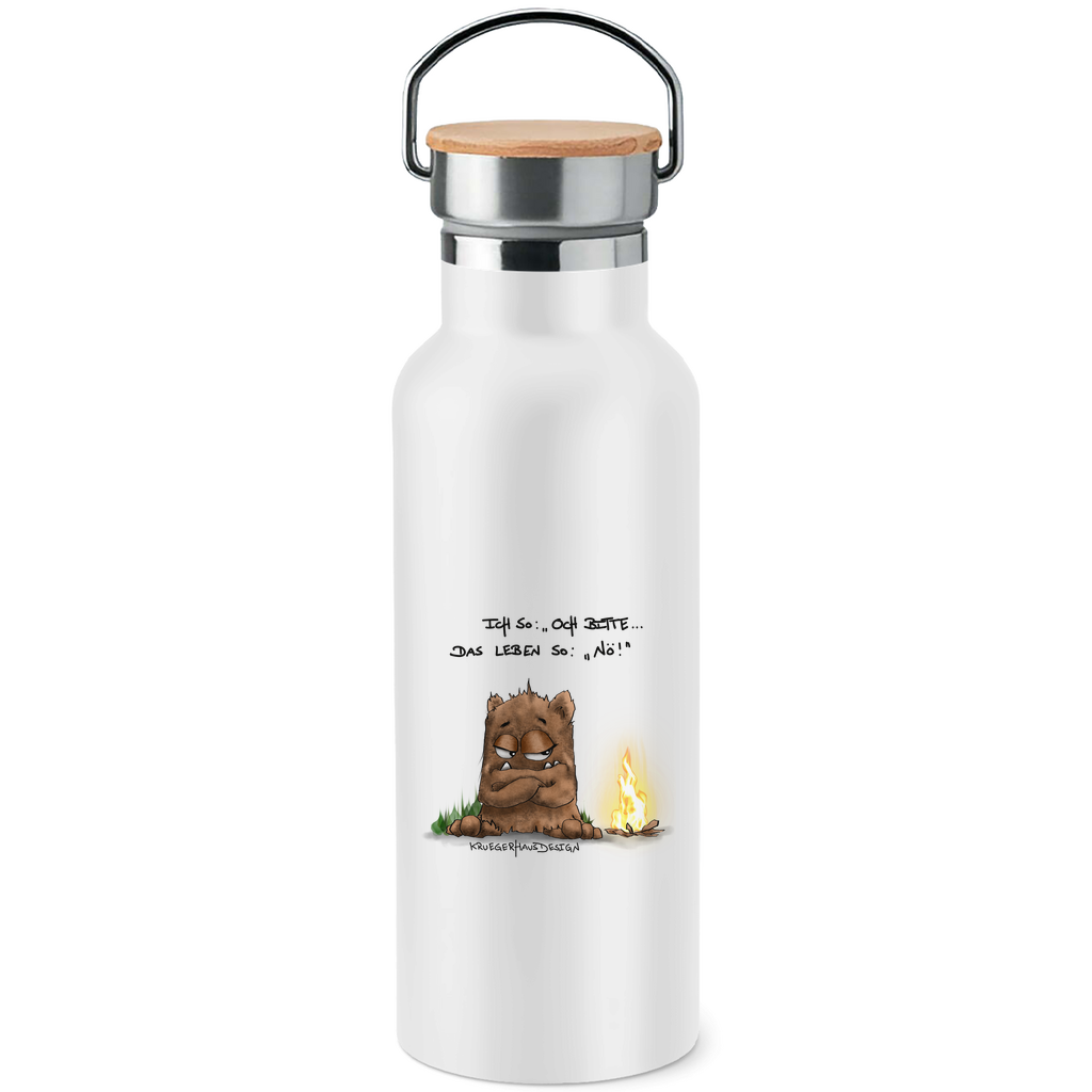 Edelstahl-Trinkflasche mit Bambusdeckel Ichso