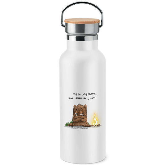 Edelstahl-Trinkflasche mit Bambusdeckel Ichso