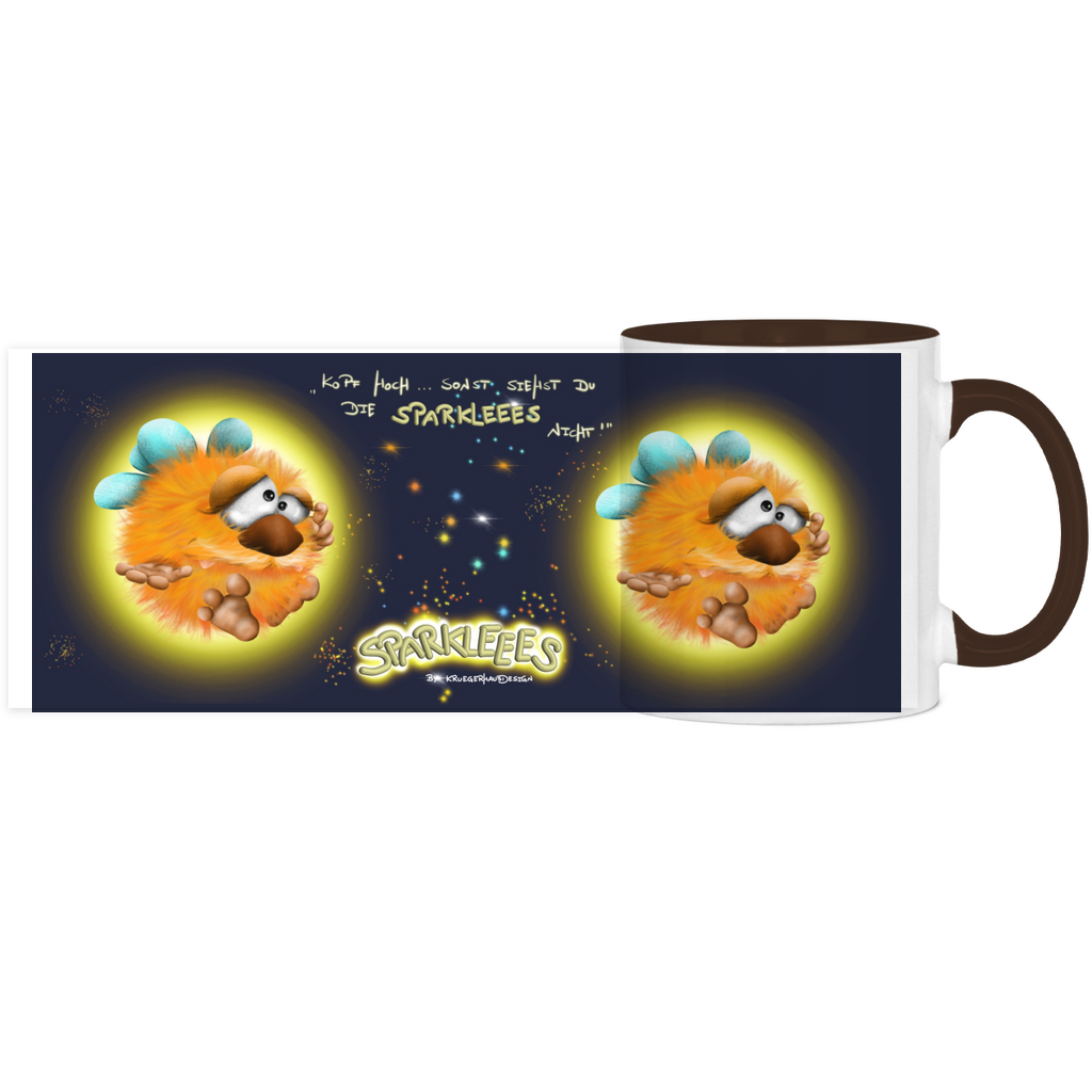 Panorama Tasse zweifarbig Sparklees by Kruegerhausdesign, Kopf hoch, sonst siehst du die ...