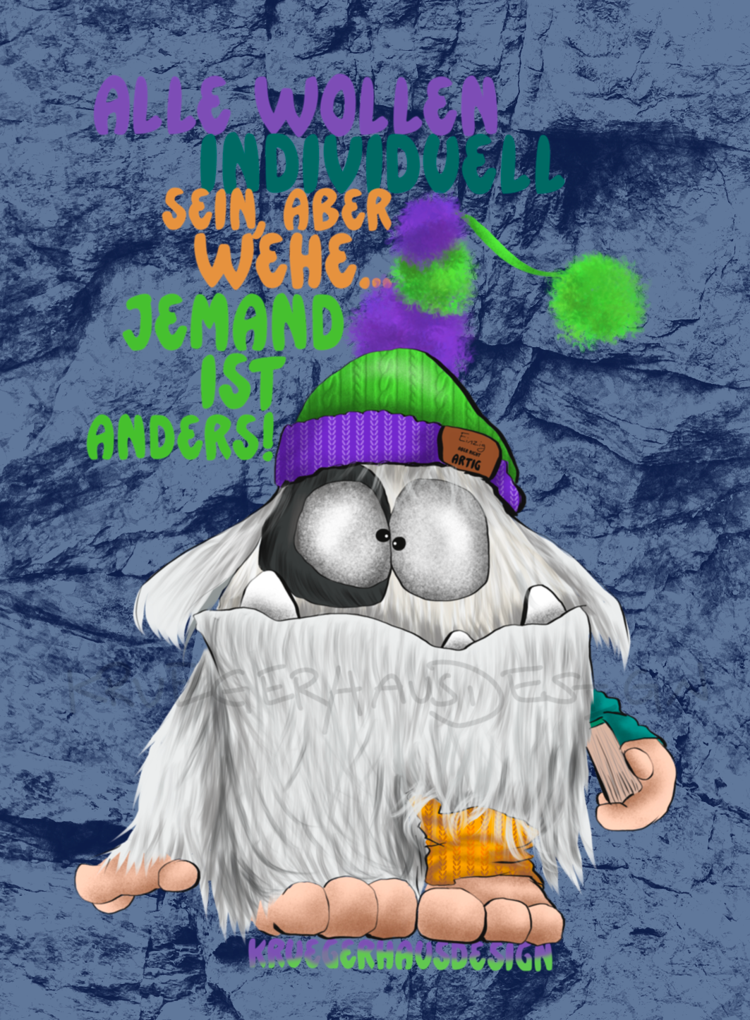 Premium Kuscheldecke, superweich, 150 x 200cm, Kruegerhausdesign Monster, Alle wollen individuell sein...