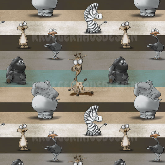 Safari Chaos – Exklusives Stoffdesign | Nahtloses Tiermuster | 5 Farbvarianten + 5 Wunschfarben