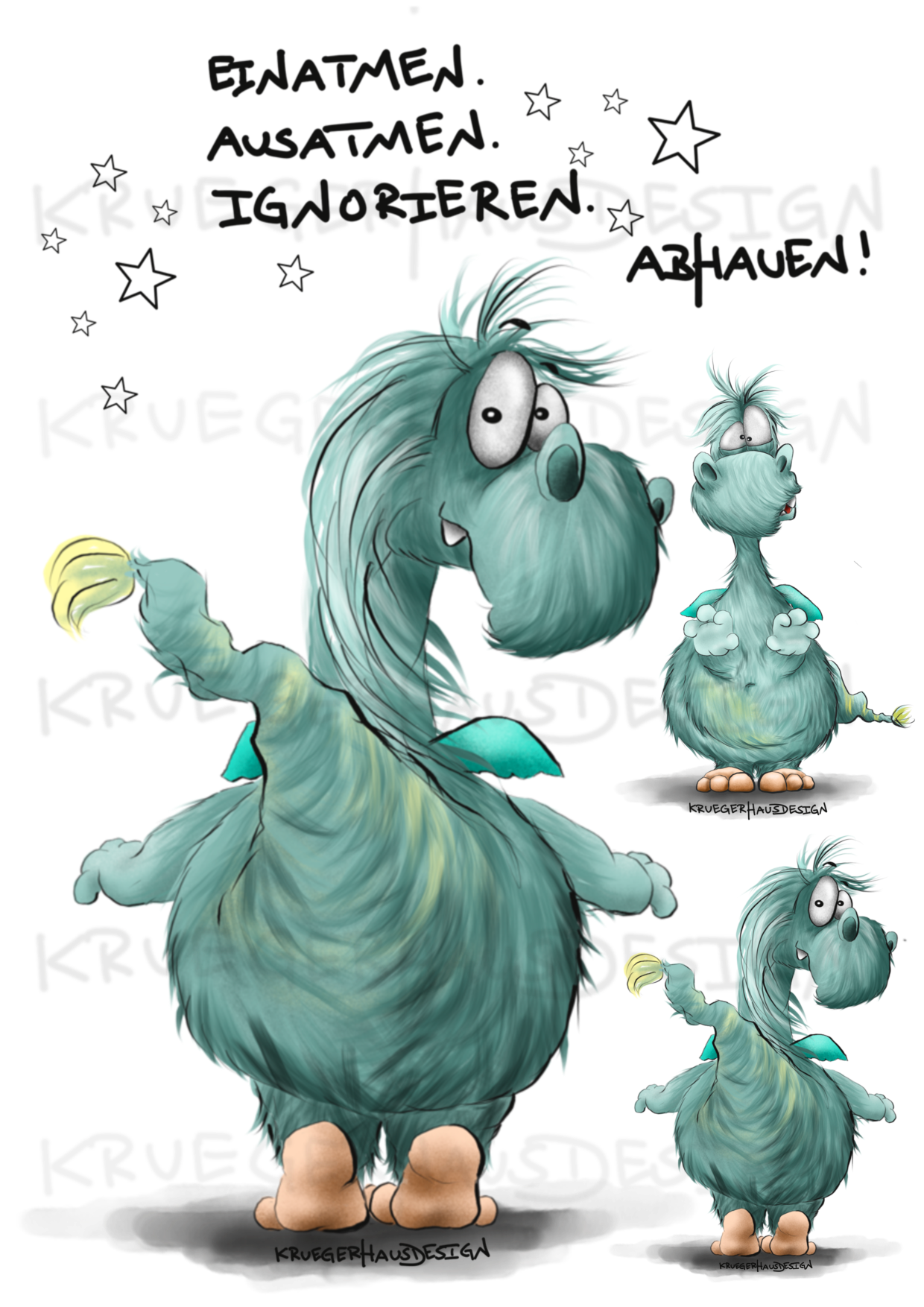 A4 Bügelbild Kruegerhausdesign „Einatmen, Ausatmen…“ Olli mit Liebe il, image size:1240x1754