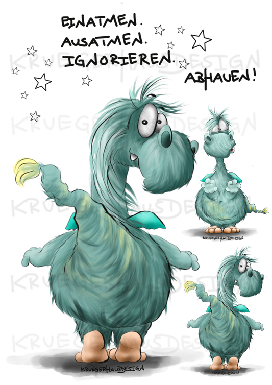 A4 Bügelbild Kruegerhausdesign „Einatmen, Ausatmen…“ Olli mit Liebe illustriert