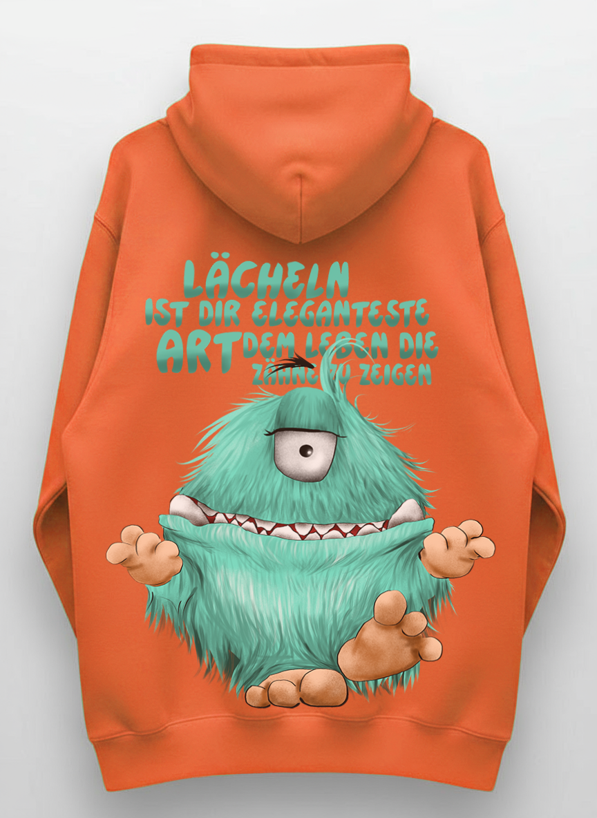 Unisex Hoodie XXL Druck Kruegerhausdesign Monster Gr. S,M, L, XL, XXL, 3XL, Lächeln ist die eleganteste Art dem Leben die Zähne zu zeigen!