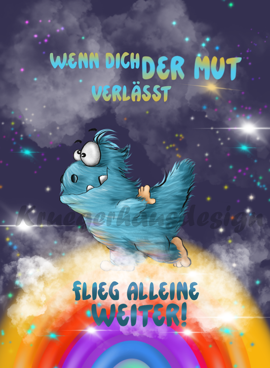 Premium Kuscheldecke, superweich, 150 x 200cm, Kruegerhausdesign Monster, Wenn dich der Mut verlässt...