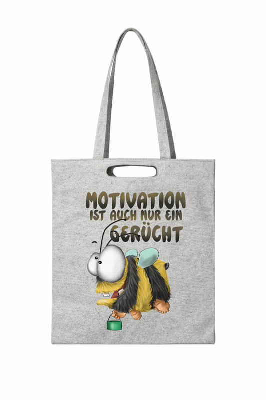 Motivation ist ein Gerücht Shopper – Nachhaltige Baumwoll Tasche mit Spruch, limitierte April Edition