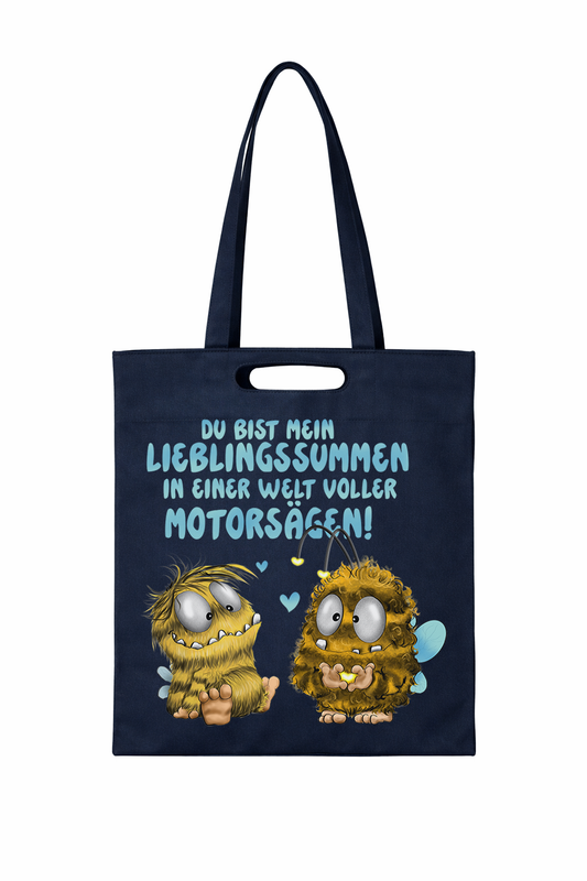 Lieblingssummen Shopper Tasche – Dunkelblaue Baumwoll Tasche mit liebevollem Spruch, limitierte April Edition