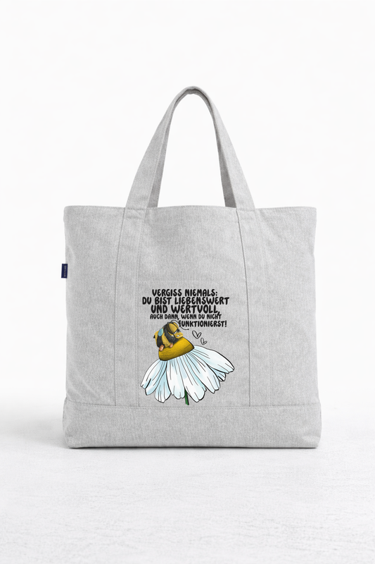 Du bist wertvoll Tote Bag – Große nachhaltige Canvas Tasche mit liebevollem Spruch, limitiert nur für April