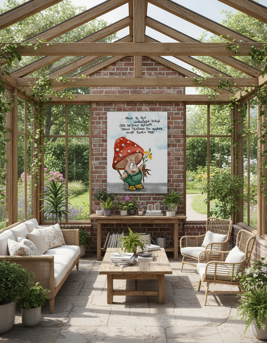 Poster von Kruegerhausdesign mit Monster und Spruch, Wenn es ein Löwenzahn durch den Adphalt... Design 1