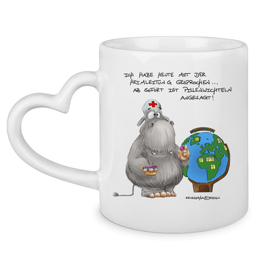 Tasse mit Herzhenkel Ich habe heute mit der Heimleitung gesprochen. Ab sofort...