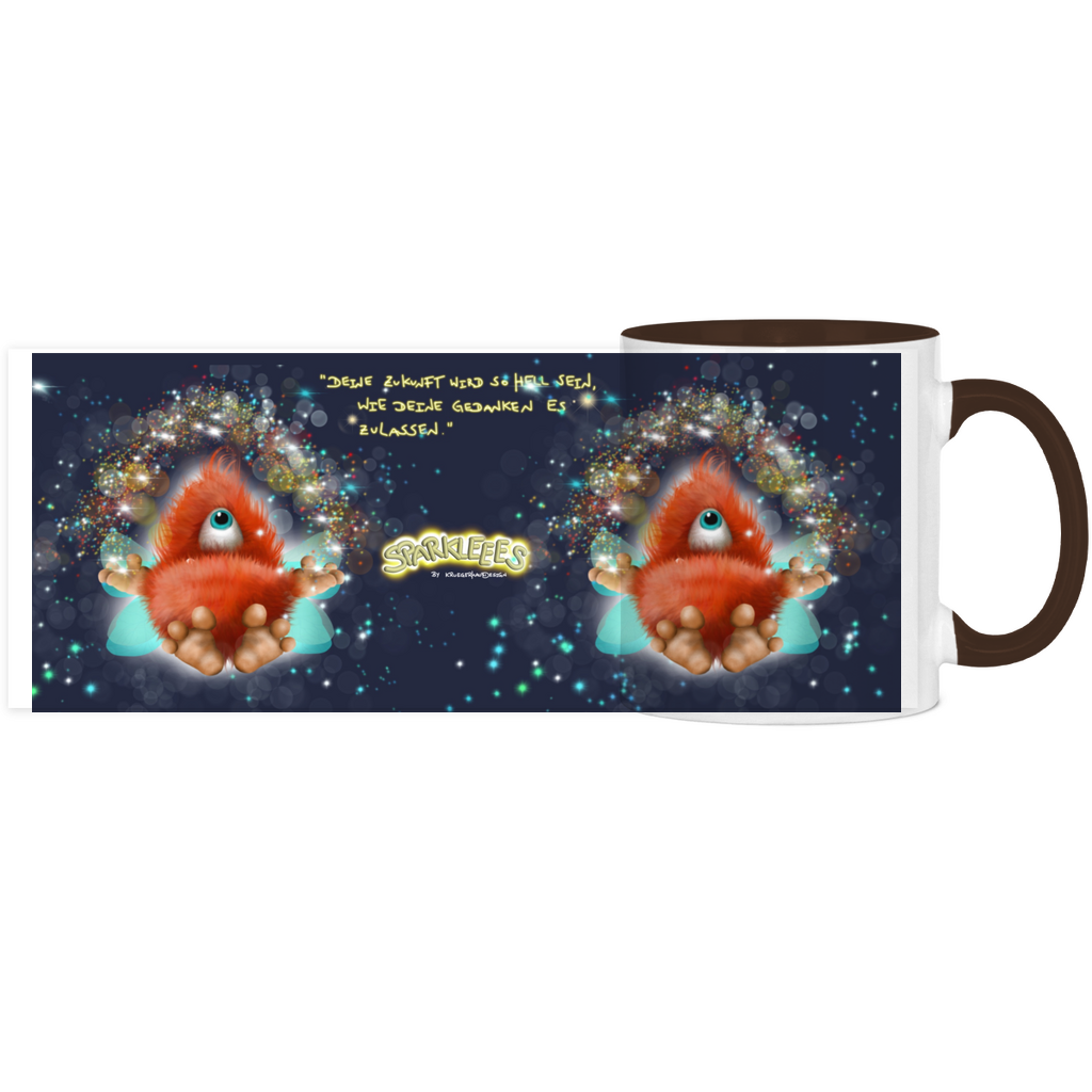 Panorama Tasse zweifarbig Sparkleees by Kruegerhausdesign, Deine Zukunft wird so hell sein...