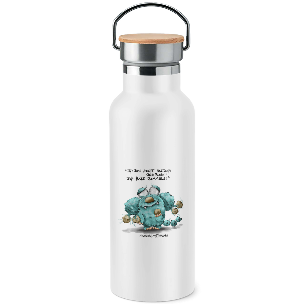 Edelstahl-Trinkflasche mit Bambusdeckel #bommeln