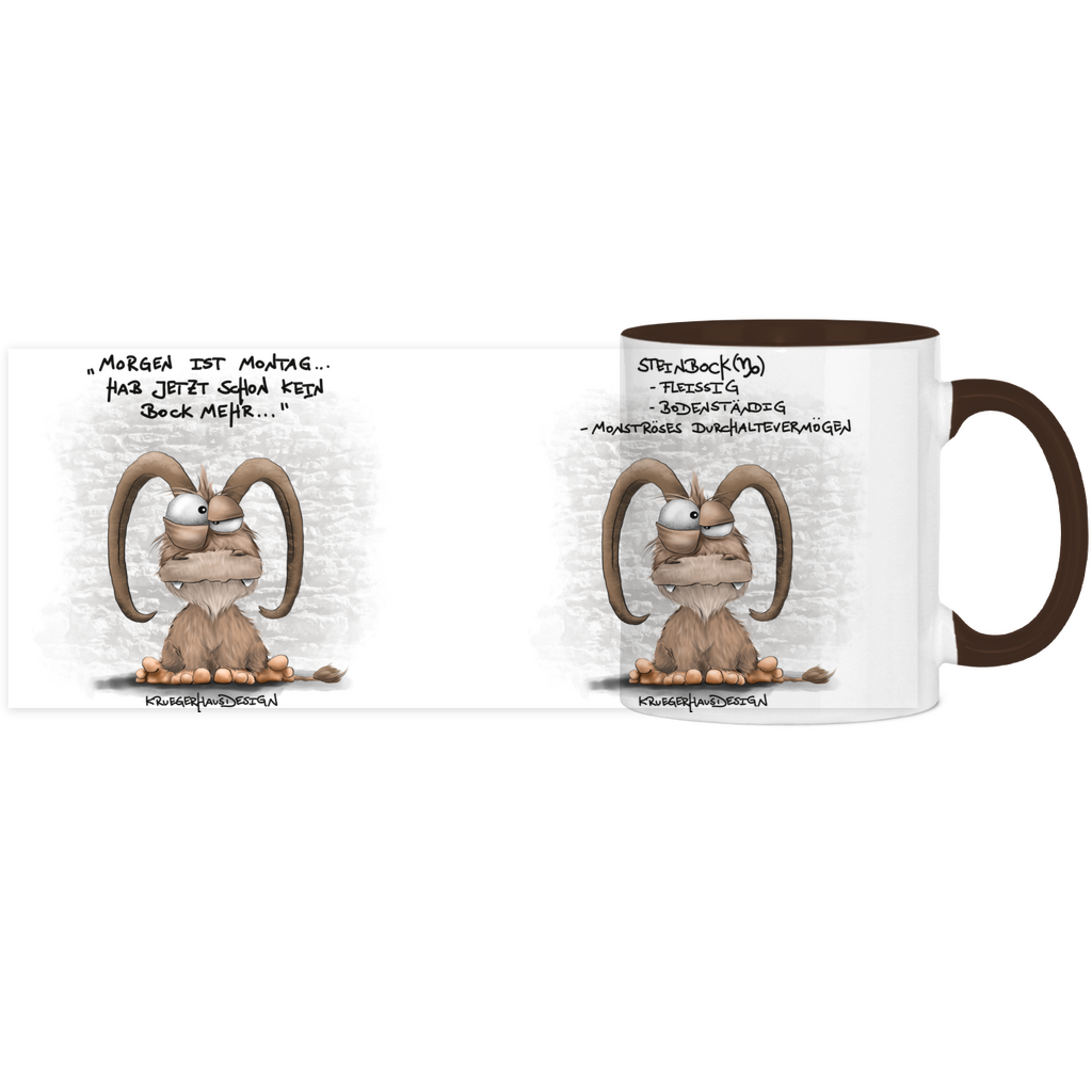 Tasse, Kaffeetasse Kruegerhausdesign Sternzeichen Steinbock Monster, zweifarbig