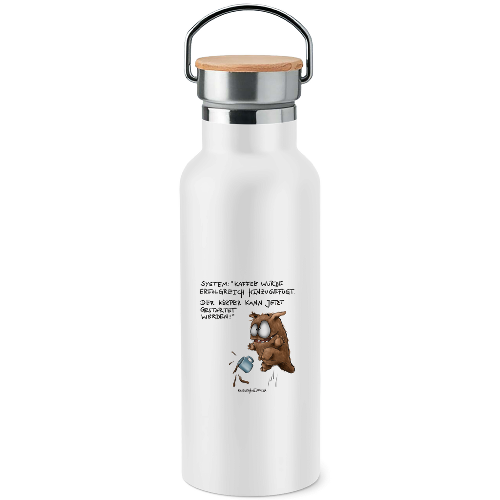 Edelstahl-Trinkflasche mit Bambusdeckel System:"Kaffee wurde erfolgreich hinzugefügt...