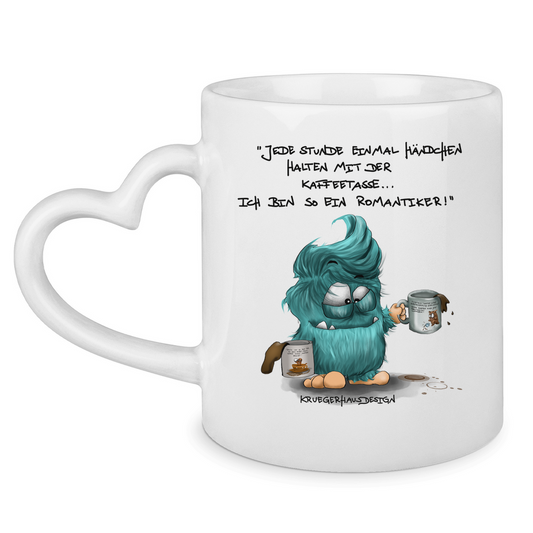 Tasse mit Herzhenkel Jede Stunde einmal Händchen halten mit der Kaffeetasse...
