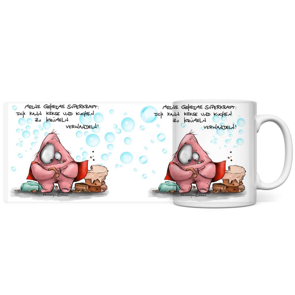 Tasse, Kaffeetasse, Teetasse, Kruegerhausdesign Monster mit Spruch, Meine geheime Superkraft...