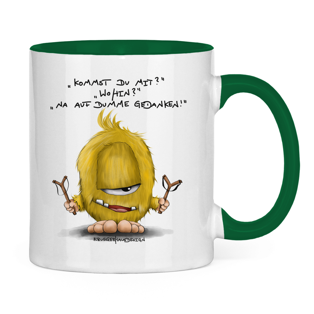 Tasse zweifarbig Kommst du mit? Wohin? Na auf dumme Gedanken!