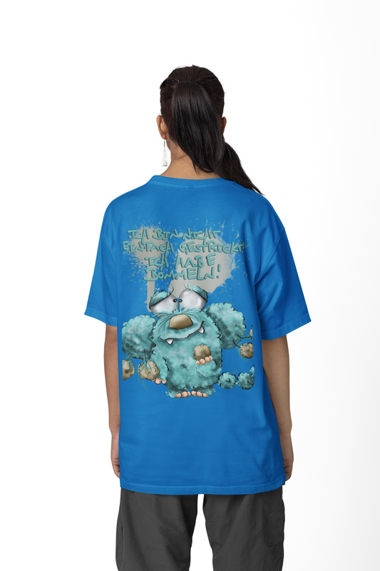 XXL Druck Tshirt in türkis blau Gr. S, limitierte Auflage, Ich bin nicht einfach gestrickt... Ich habe Bommeln!