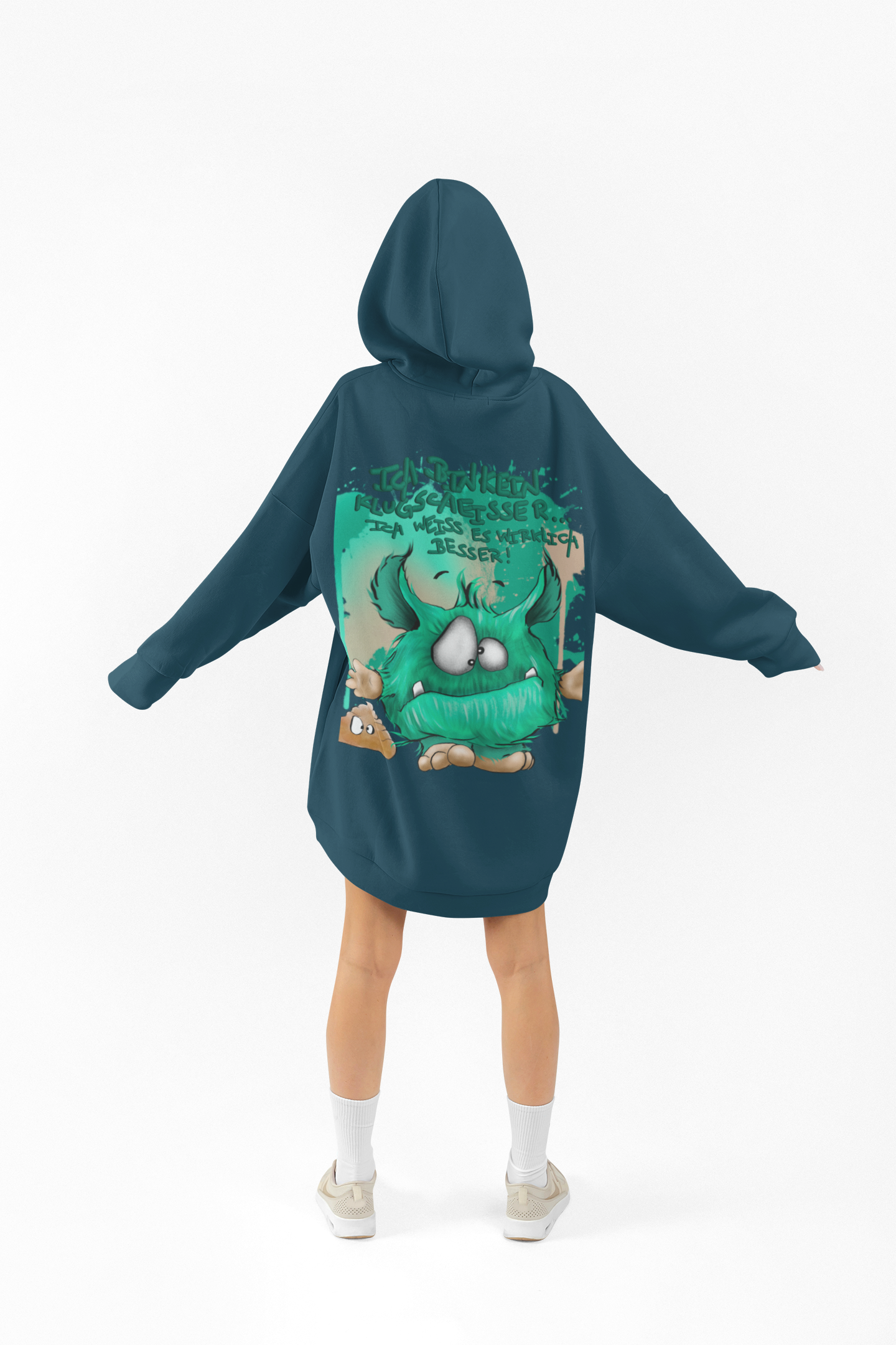 Unisex Hoodie XXL Druck Kruegerhausdesign Monster, petrol, Motivwahl