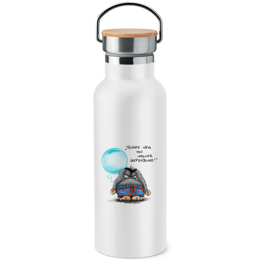 Edelstahl-Trinkflasche mit Bambusdeckel Finger weg von meiner Seifenblase!